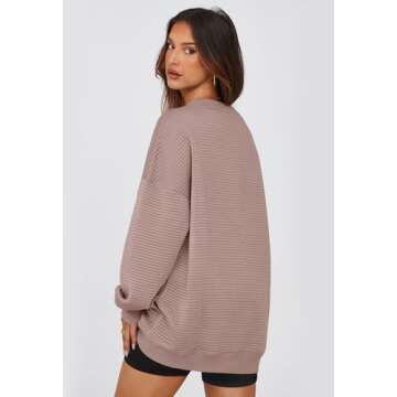 MEROKEETY Oversized Women's Fall Sweatshirt with Pocket