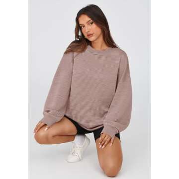 MEROKEETY Oversized Women's Fall Sweatshirt with Pocket
