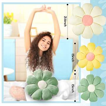 Yulejo 3 Pcs Daisy Flower Throw Pillows for Comfort