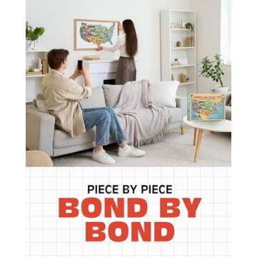 TDC Games USA - Shaped 1000 Piece Puzzle - Large Challenging Map with Roadtrip Art, Educational Game for Family Game Night, House Party & Travel