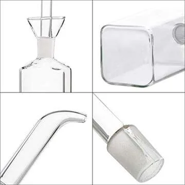 LandHope Oil Bottle Glass Olive Oil Dispenser Bottle Glass Cooking Oil Vinegar Measuring Dispenser with Spout for Kitchen and BBQ (500 ml/17 oz,2 Pack)