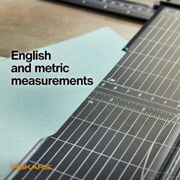 Fiskars Recycled SureCut™ Portable Paper Trimmer - 12” Cut Length - Craft and Office Paper Cutter with Grid Lines - Black