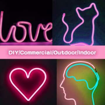 Meijiajia Flexible Pink LED Neon Strip Lights - Customizable Decor