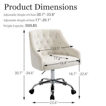 ANOUR Velvet Office Chairs,Modern Cute Home Office Desk Chairs with Wheels,Swivel Adjustable Task Ar...