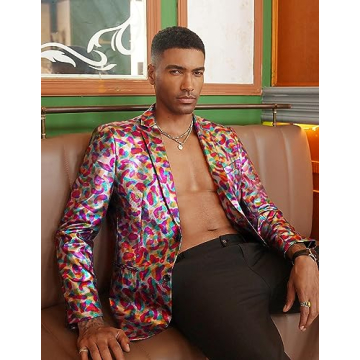 COOFANDY Metallic 70s Disco Blazer for Any Event