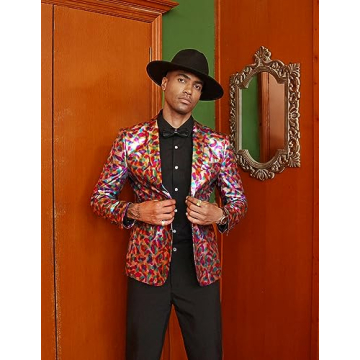 COOFANDY Metallic 70s Disco Blazer for Any Event