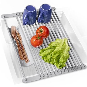 BELLE TERRE Roll-Up Dish Drying Rack Space-Saving Heat-Resistant