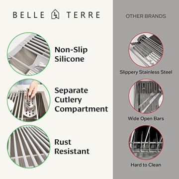 BELLE TERRE Roll-Up Dish Drying Rack Space-Saving Heat-Resistant