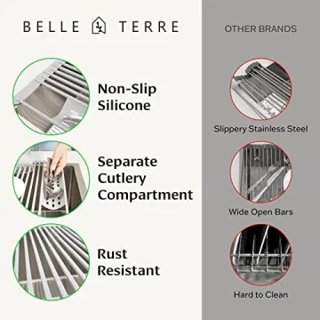BELLE TERRE Roll-Up Dish Drying Rack Space-Saving Heat-Resistant