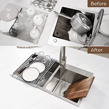 BELLE TERRE Roll-Up Dish Drying Rack Space-Saving Heat-Resistant