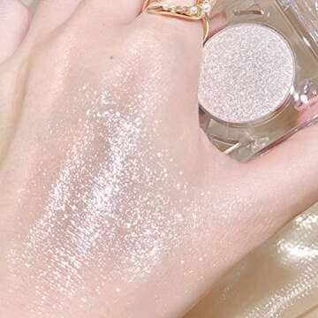 Erinde Shimmer Glitter Eyeshadow Palette, Korean Eye Glitter Makeup, Ultra-Blendable, Sparkle Silver...