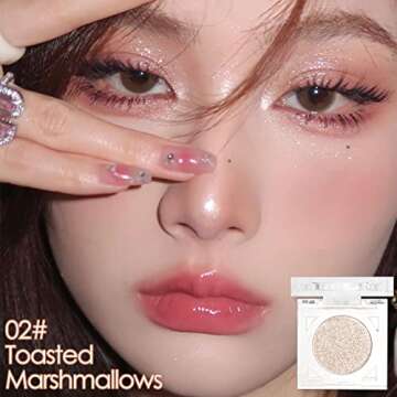 Erinde Shimmer Glitter Eyeshadow Palette, Korean Eye Glitter Makeup, Ultra-Blendable, Sparkle Silver Champagne Gold Eye Shadow, Single Shade Metallic Pigmented Color, 02#