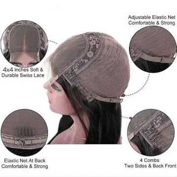 Eliauk Body Wave Lace Front Wigs Human Hair 4×4 Brazilian Virgin Lace Closure Human Hair Wigs for Black Women Pre Plucked Bleached Knots with Baby Hair 180% Density Natural Hairline (20 Inch)