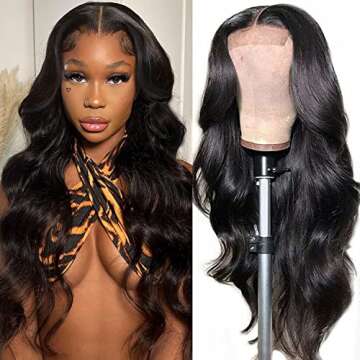 Eliauk Body Wave Lace Front Wigs Human Hair 4×4 Brazilian Virgin Lace Closure Human Hair Wigs for Black Women Pre Plucked Bleached Knots with Baby Hair 180% Density Natural Hairline (20 Inch)