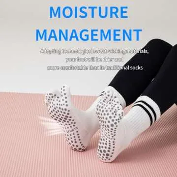 KULLAMEE 3Pairs Grippy Yoga Socks for Women – Full Toe Cotton Crew Pilates Socks with Non Slip Sticky Grip Bottom,Gifts for Yoga,Barre,Pilates,Dance,Exercises and indoor walking.(Black/Grey/White)