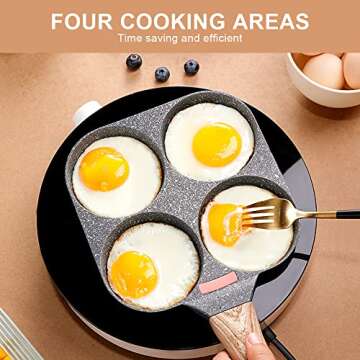 Bobikuke Egg Frying Pan, Fried Egg Pan Nonstick 4 Cups Pancake Pan Aluminium Alloy Cooker for Breakf...