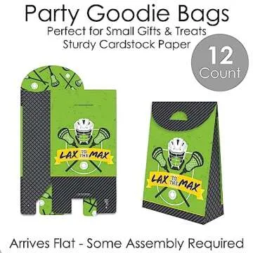 Big Dot of Happiness Lax to the Max - Lacrosse - Gift Favor Bags - Party Goodie Boxes - Set of 12