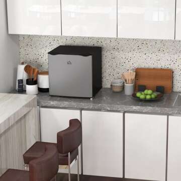 HOMCOM Mini Freezer Countertop, 1.1 Cu.Ft Compact Upright Freezer with Removable Shelves, Reversible...