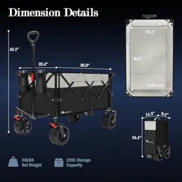 MOON LENCE 220L Heavy Duty Foldable Wagon Cart All-Terrain