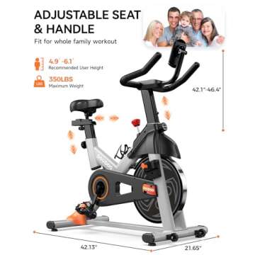pooboo Exercise Bike, Adjustable Magnetic Resistance Silent Belt Drive, Indoor Cycling Bike for Home Cardio Gym, Fitness Stationary Bike Machine with 350lbs Weight Capacity, Monitor & Tablet Holder