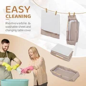 JOYMOR Twin Bassinet for Baby, Beige Bedside Bassinet, Convertible to Bedside Sleeper and Playpen, with Wheel, Brake, Foldable Side Sleeper,Beige