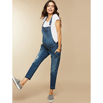 Stylish Indigo Blue Maternity Denim Overalls for Moms