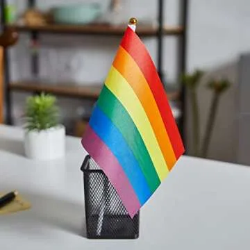 GentleGirl 27 Pack Pride Rainbow Flags Gay LGBT Small Mini Hand Held Stick Flag Set Rainbow Festival Party Parades Decorations