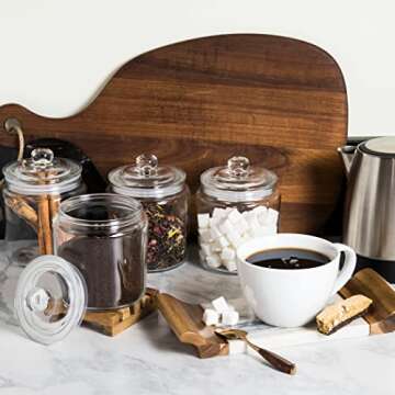 1 Gallon Glass Cookie Jars + Labels & Marker - Set of 2 Canister Sets for Kitchen Counter with Airti...