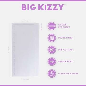 Single Sided Tape for Hair Extensions by Big Kizzy (72 tabs) - Extra Hold - Easy Install & Removal R...