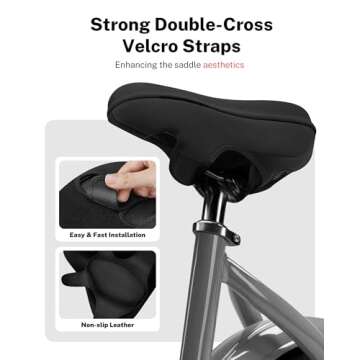MEENCOOL Bike Seat Cushion - Gel Padded Bike Seat Cover for Men Women Comfort, Adjustable Velcro Sec...