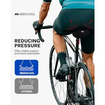 MEENCOOL Bike Seat Cushion - Gel Padded Bike Seat Cover for Men Women Comfort, Adjustable Velcro Secure Bicycle Seat Cushion Compatible with Peloton, Indoor & Outdoor Bicycle Seat(11"x7"，Black)