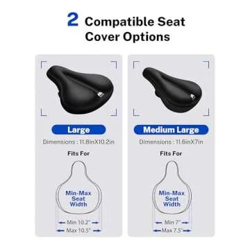 MEENCOOL Bike Seat Cushion - Gel Padded Bike Seat Cover for Men Women Comfort, Adjustable Velcro Secure Bicycle Seat Cushion Compatible with Peloton, Indoor & Outdoor Bicycle Seat(11"x7"，Black)