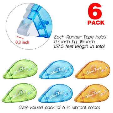 XUXU 6 Pack Double Sided Tape Roller, Scrapbooking Tape, Permanent Adhesive Tape Dispenser Runner fo...