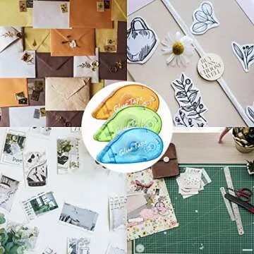 XUXU 6 Pack Double Sided Tape Roller, Scrapbooking Tape, Permanent Adhesive Tape Dispenser Runner for Crafts and Arts Projects, Photo-Safe, 0.3-inch by 315-Inch