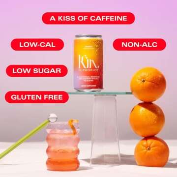 Kin Euphorics Kin Spritz Non-Alcoholic Functional Beverage | Invigorating Energizer | Adaptogen & Nootropic Drink | Rhodiola Rosea, 5-HTP, GABA | Ginger, Hibiscus, Citrus | Ready to Drink | 8 Fl Oz (8pk)