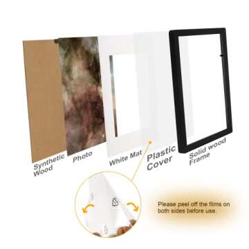 TRAHOME 8x10 Picture Frame, Solid Wood,3 Pack Photo Frames, Display Pictures 6x8 with Mat or 8x10 Without Mat, Gallery Wall Photo Frames-Black