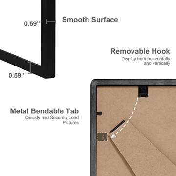 TRAHOME 8x10 Picture Frame, Solid Wood,3 Pack Photo Frames, Display Pictures 6x8 with Mat or 8x10 Without Mat, Gallery Wall Photo Frames-Black