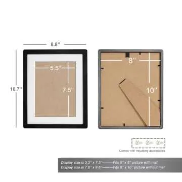 TRAHOME 8x10 Picture Frame Set - Stylish Solid Wood Frames