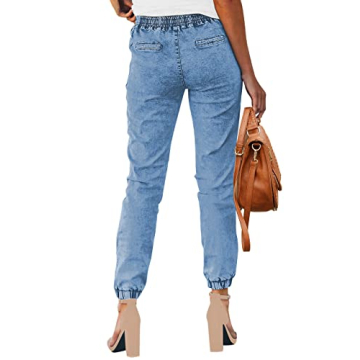 Vetinee Women's Light Blue High Rise Jogger Jeans