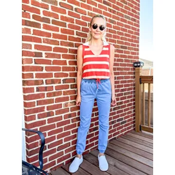 Vetinee Women's Light Blue High Rise Jogger Jeans