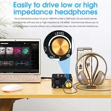 Douk Audio Balanced Headphone Amp Amplifier with XLR Input and 4.4mm Headset Jack for PC, TV, CD Player, Mini Desktop, 18-600 ohm (U5)