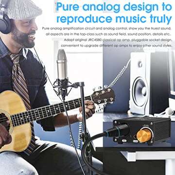 Douk Audio Balanced Headphone Amp Amplifier with XLR Input and 4.4mm Headset Jack for PC, TV, CD Player, Mini Desktop, 18-600 ohm (U5)