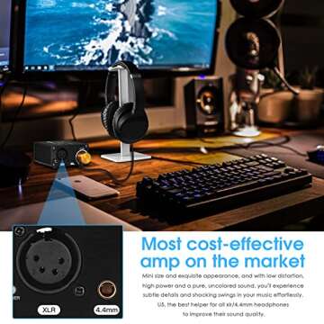 Douk Audio Balanced Headphone Amp Amplifier with XLR Input and 4.4mm Headset Jack for PC, TV, CD Player, Mini Desktop, 18-600 ohm (U5)