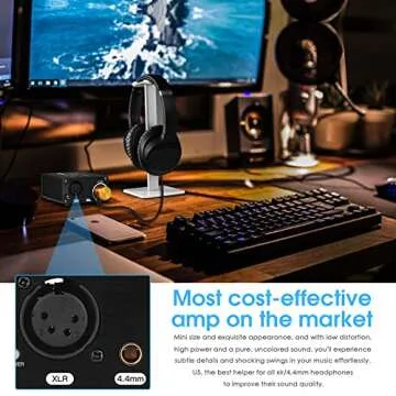 Douk Audio Balanced Headphone Amp Amplifier with XLR Input and 4.4mm Headset Jack for PC, TV, CD Player, Mini Desktop, 18-600 ohm (U5)