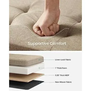 SONGMICS Mazie Collection - 30 Inches Folding Storage Ottoman Bench, Ottoman Foot Rest, End of Bed Bench, Storage Chest, Load 660 lb, for Living Room, Bedroom, Entryway, Camel Brown ULSF047R01