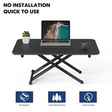FITUEYES Height Adjustable Standing Desk Gas Spring Riser Desk Converter for Dual Monitor Sit to Stand in Seconds SD108001MB