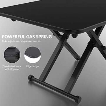 FITUEYES Height Adjustable Standing Desk Gas Spring Riser Desk Converter for Dual Monitor Sit to Stand in Seconds SD108001MB