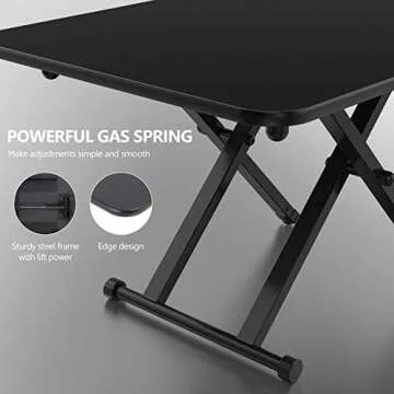 FITUEYES Height Adjustable Standing Desk Gas Spring Riser Desk Converter for Dual Monitor Sit to Stand in Seconds SD108001MB