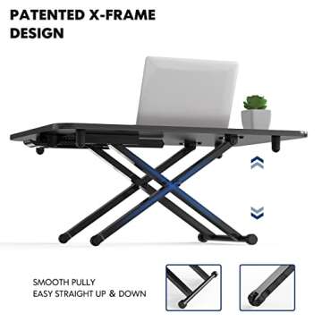 FITUEYES Height Adjustable Standing Desk Gas Spring Riser Desk Converter for Dual Monitor Sit to Stand in Seconds SD108001MB