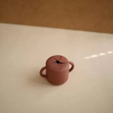 mushie Silicone Snack Cup | Spill Proof Food Container for Toddler and Baby (Woodchuck)